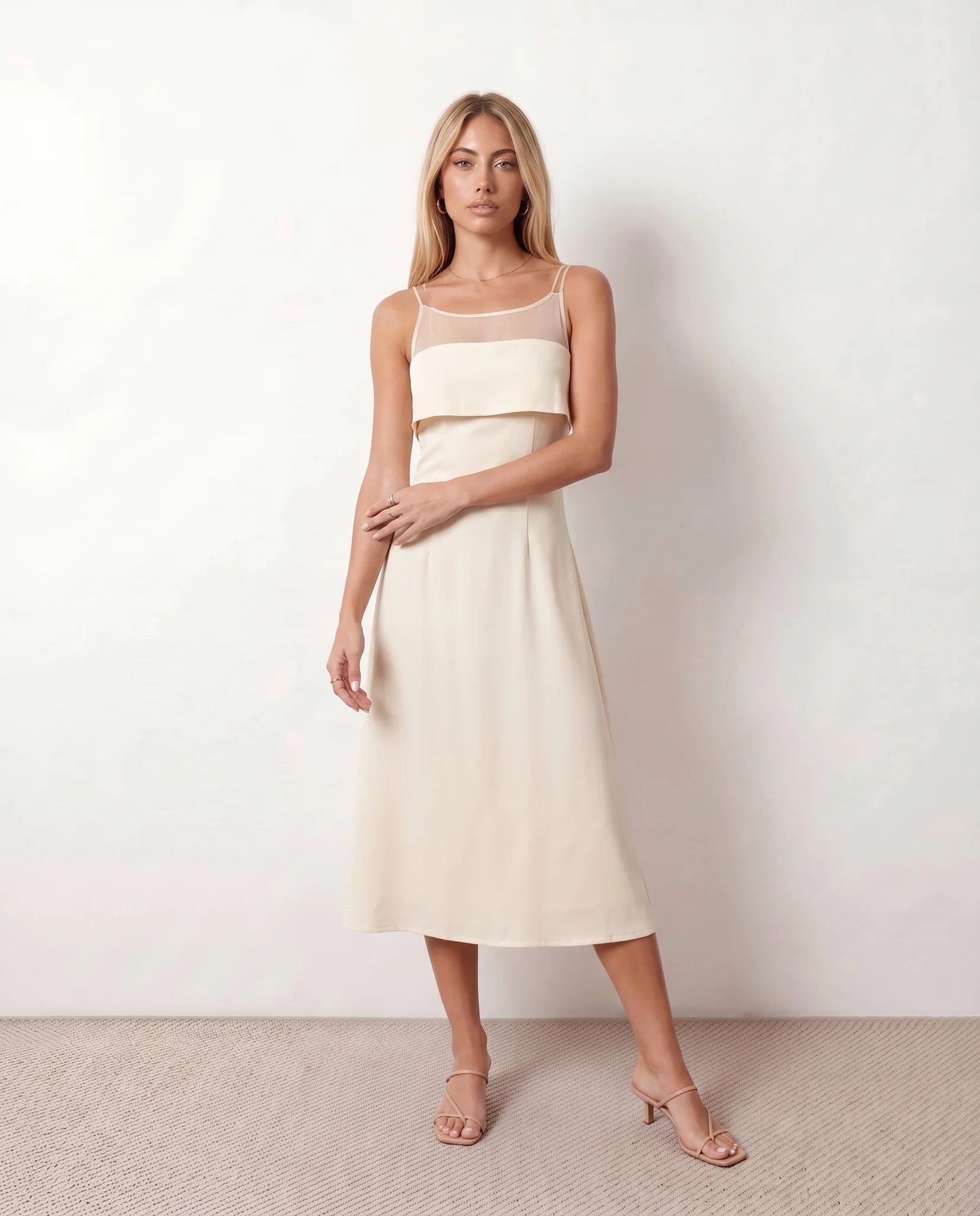 a line midi dress for wedding guest Selah Spaghetti Strap A-Line Long Black Dress Women's The Nile Campaign shoulder neckline Select Color:Blue