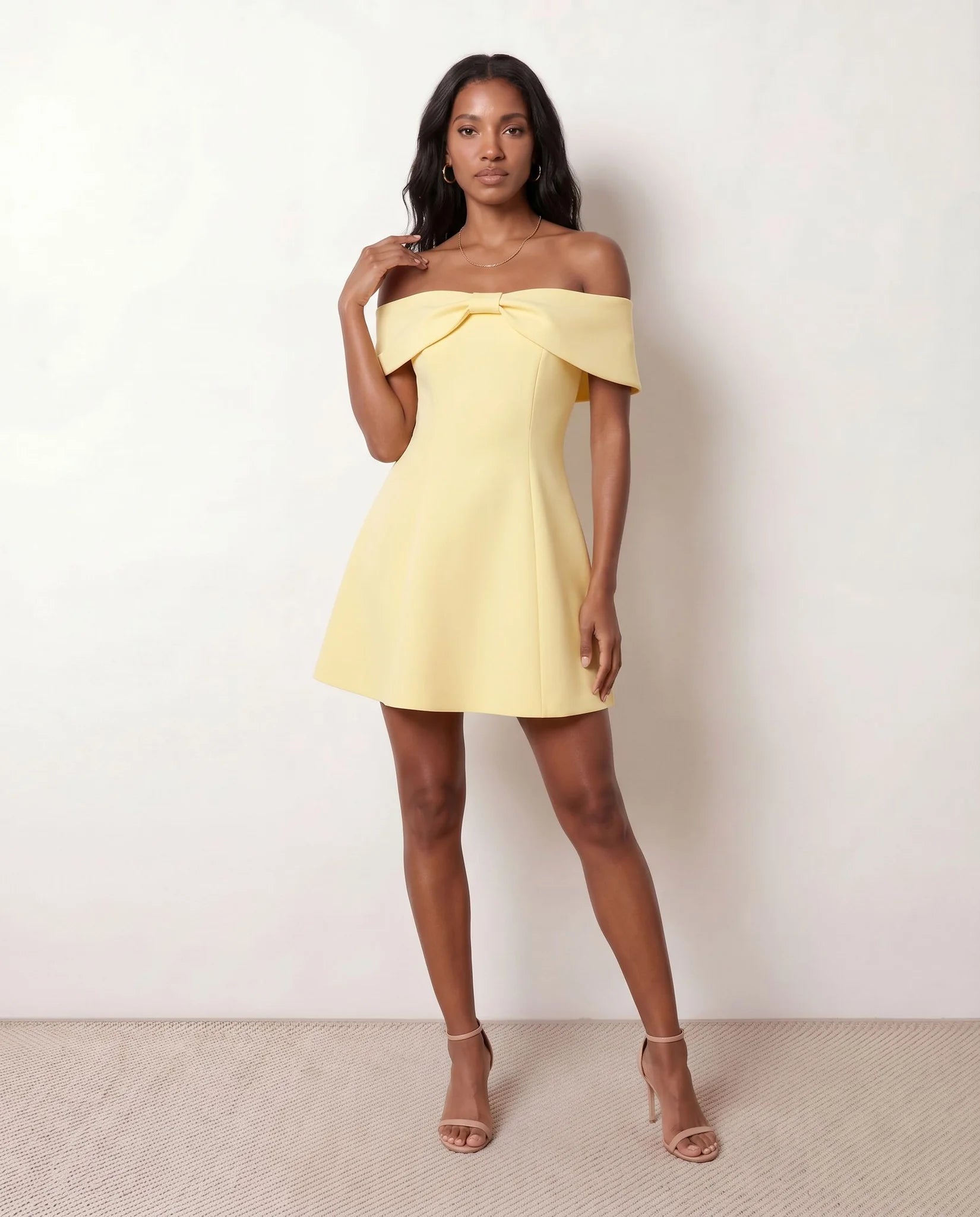 Leni Cocktail Strapless Mini Dress in Yellow — front view