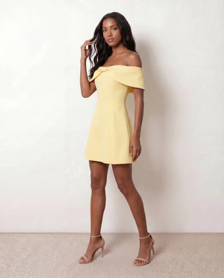 Leni Cocktail Strapless Mini Dress in Yellow — side view