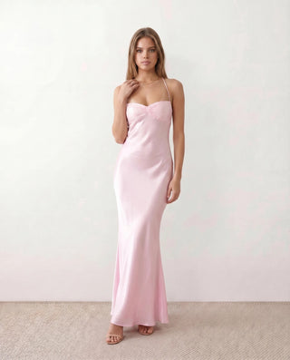 Sylvie Party Sequined Maxi Dress in Pink — front view