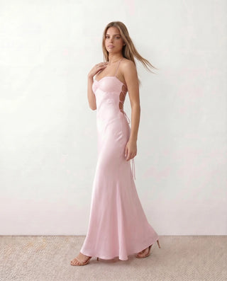 Sylvie Party Sequined Maxi Dress in Pink — side view