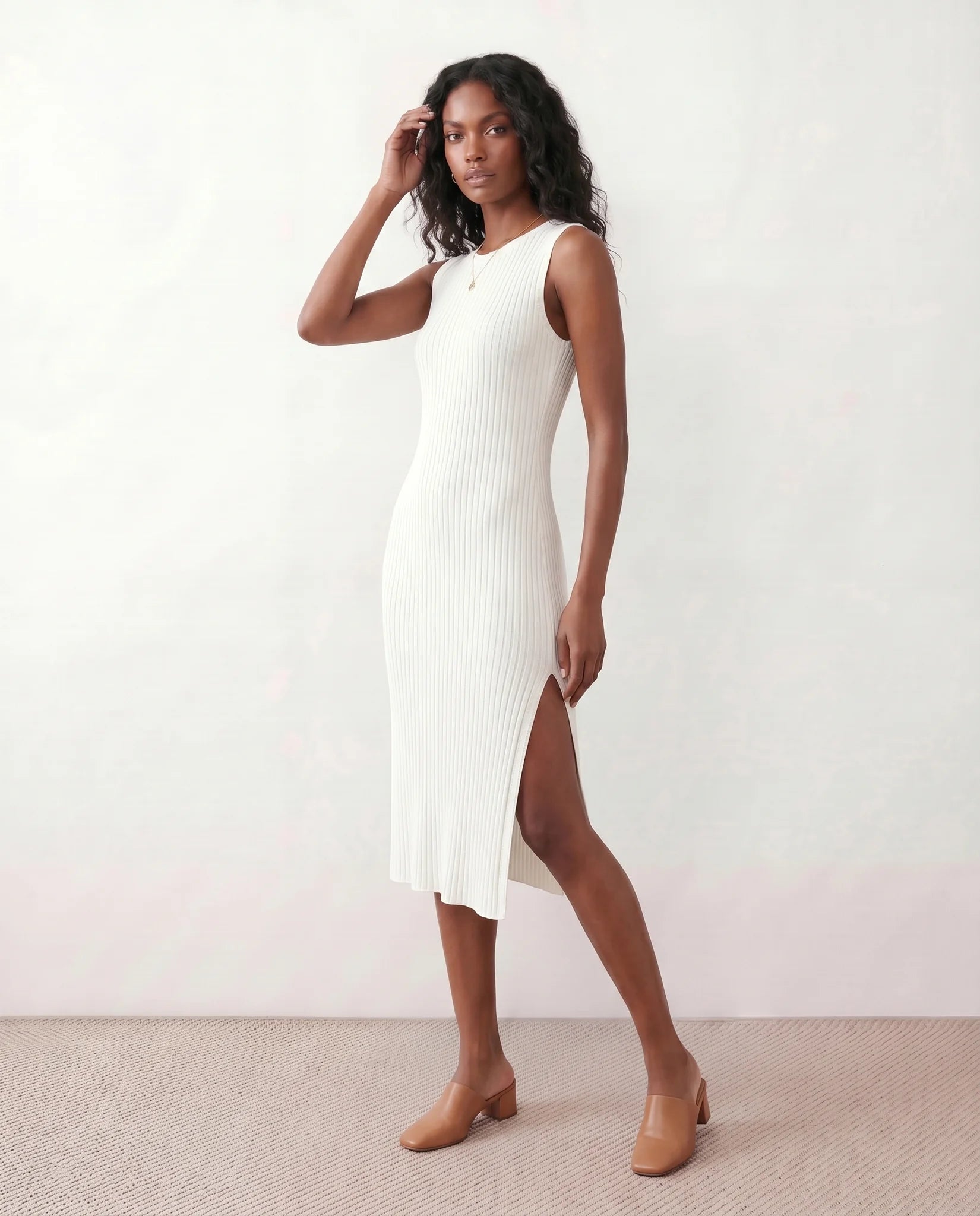 Raina Ribbed Fitted Midi Dress