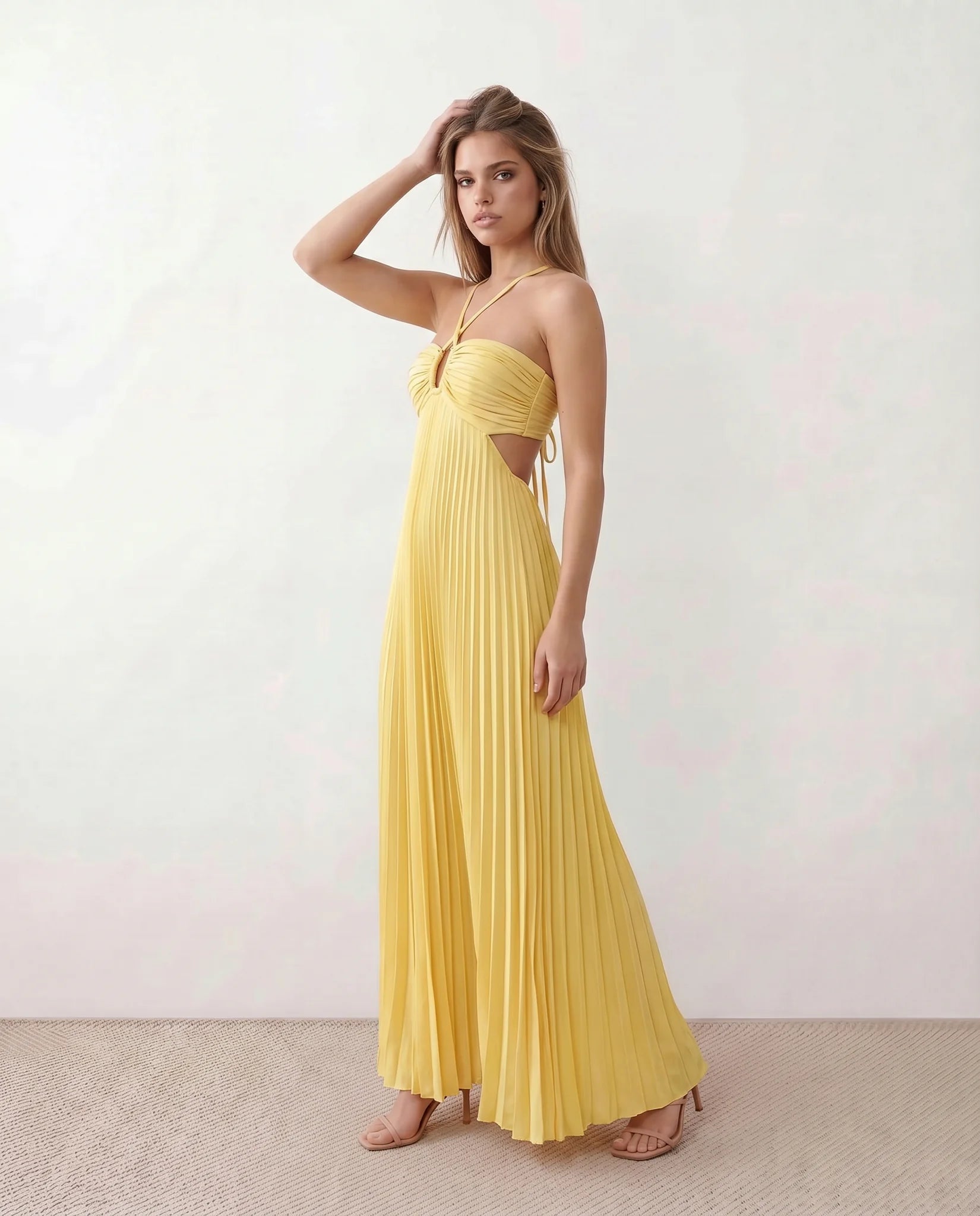 Estella Pleated Strapless Maxi Dress