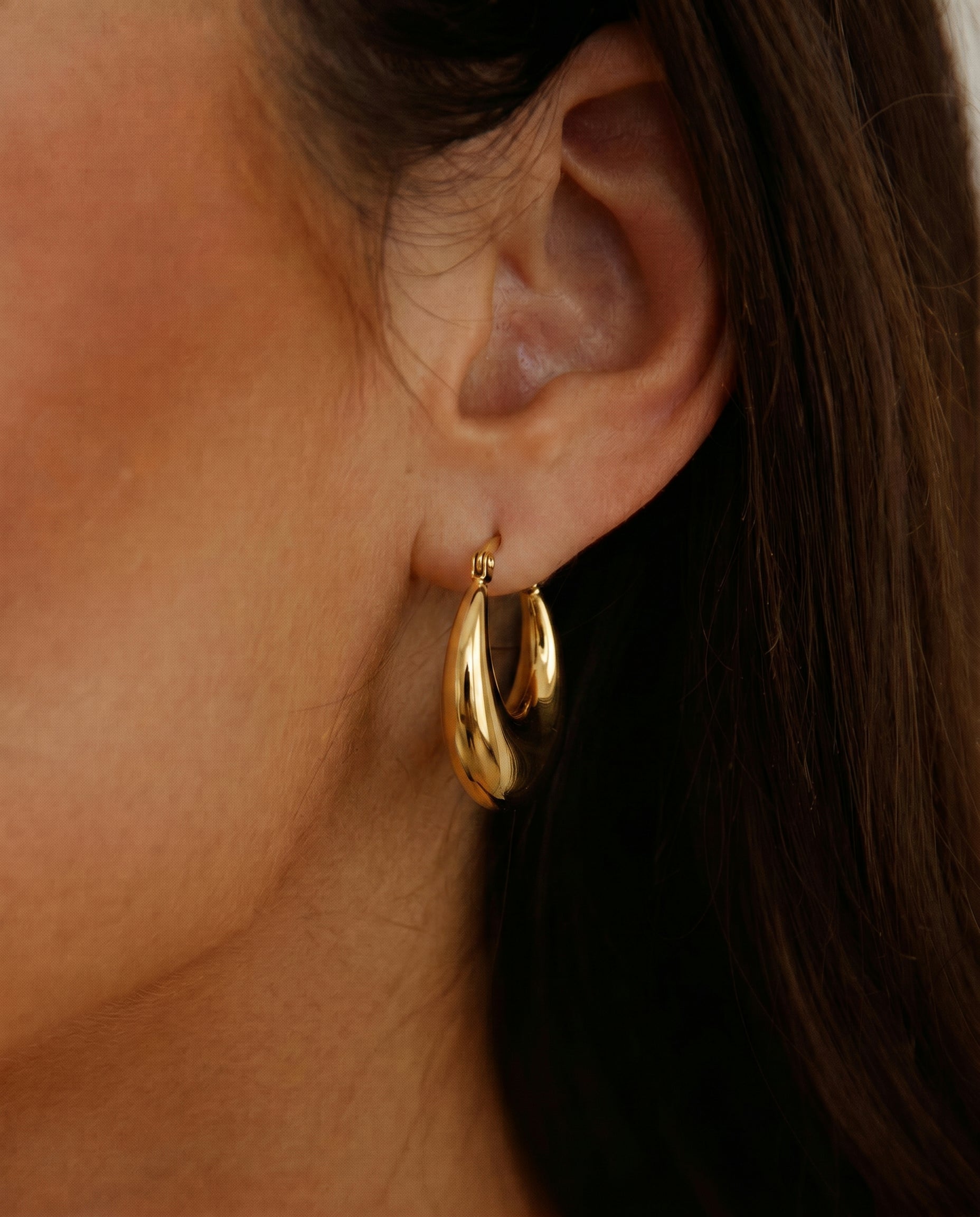 18k Gold Plated Slick Bun Hoop Earrings