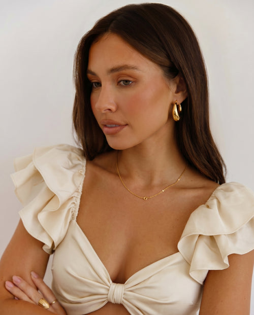 18k Gold Plated Slick Bun Hoop Earrings
